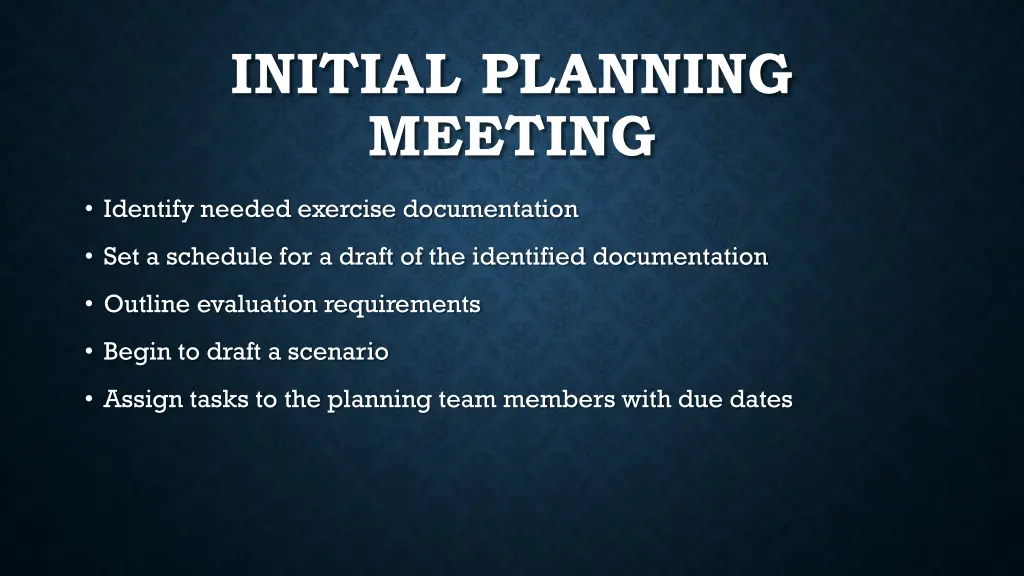 initial planning meeting 1