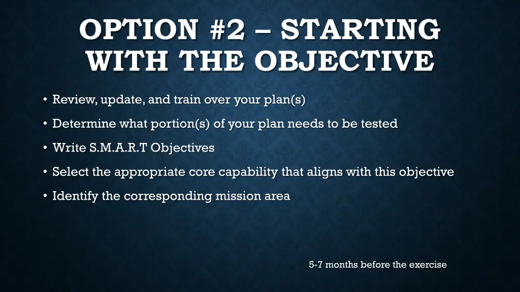 option 2 starting with the objective