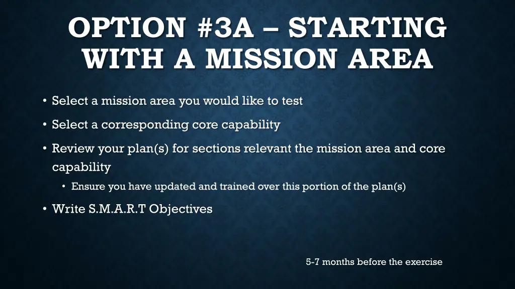 option 3a starting with a mission area