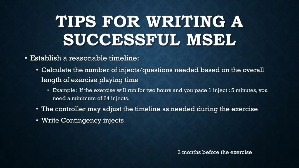 tips for writing a successful msel 1