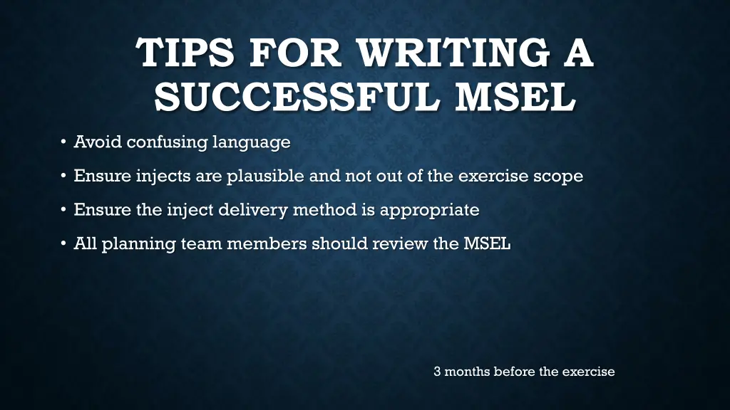 tips for writing a successful msel 2