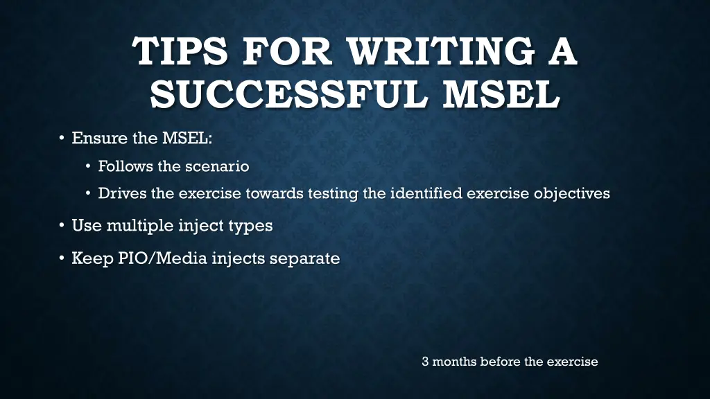 tips for writing a successful msel