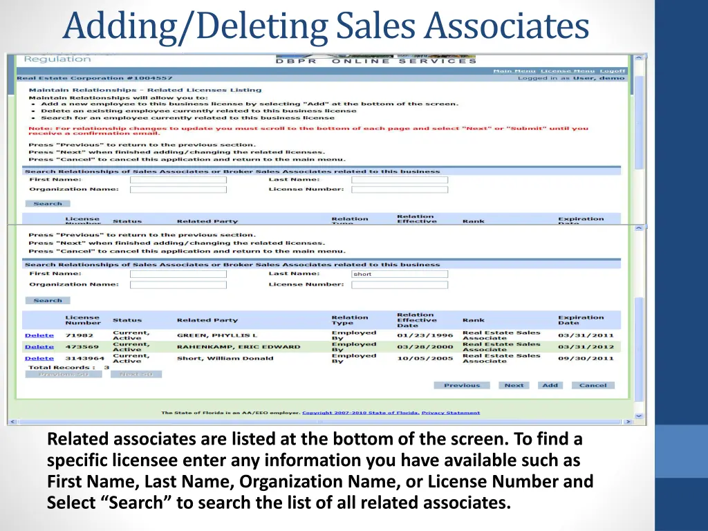 adding deleting sales associates 2