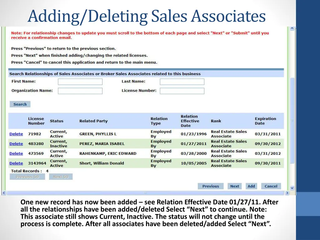 adding deleting sales associates 5