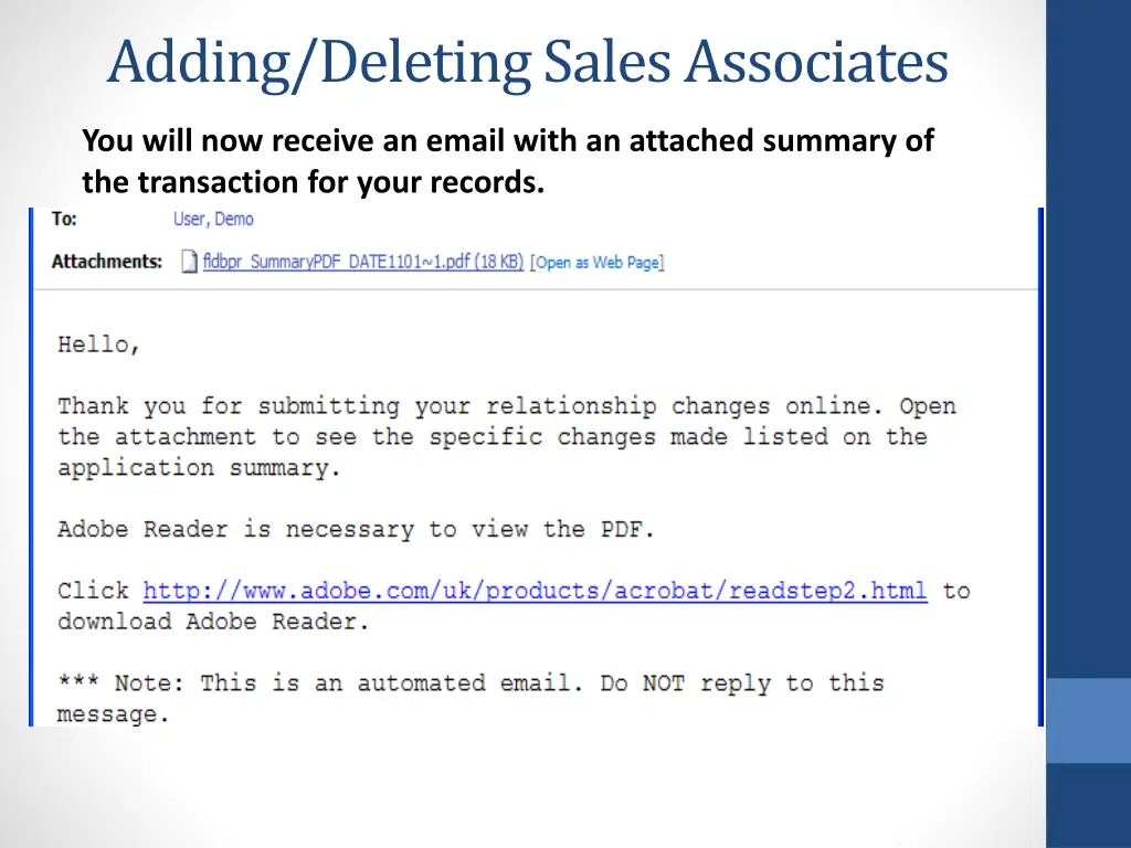 adding deleting sales associates 8