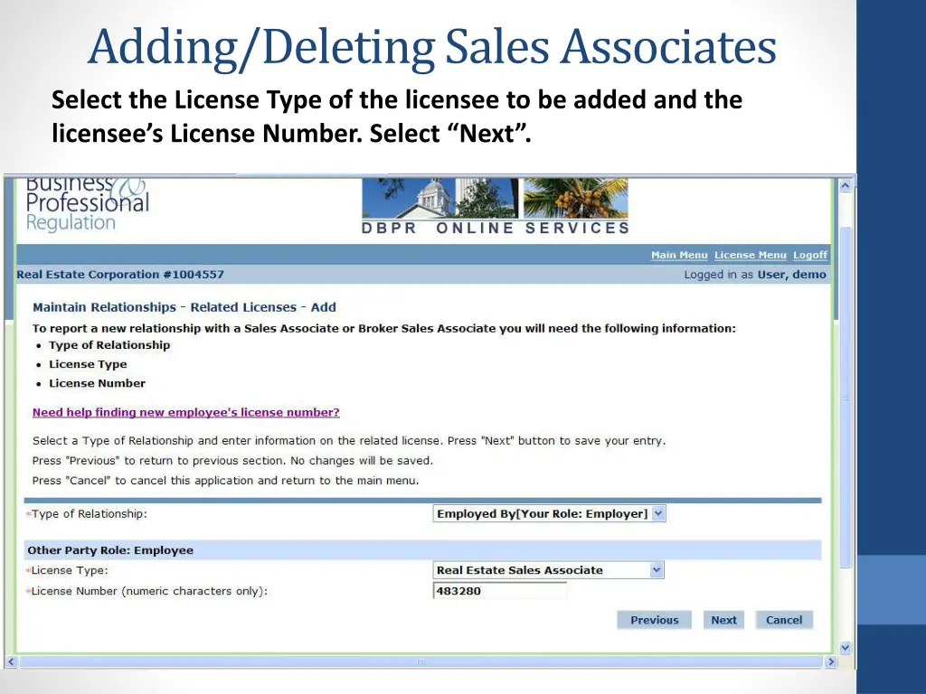 adding deleting sales associates select