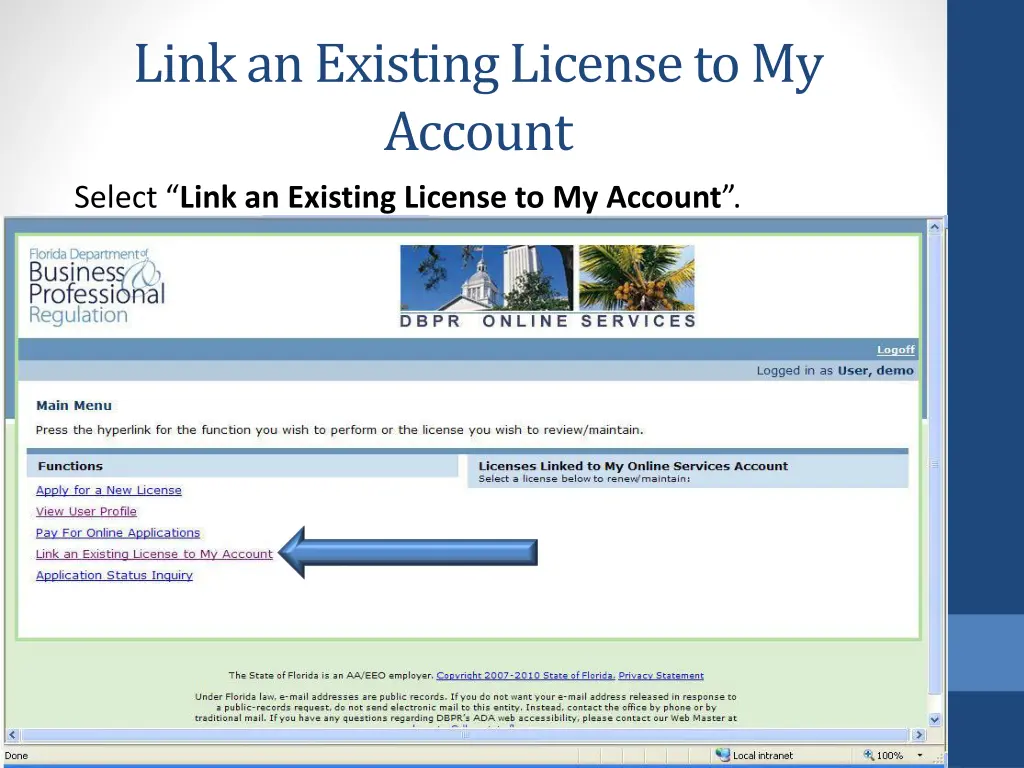 link an existing license to my account 1