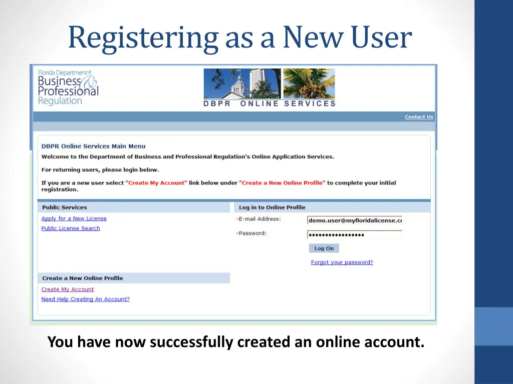 registering as a new user 6