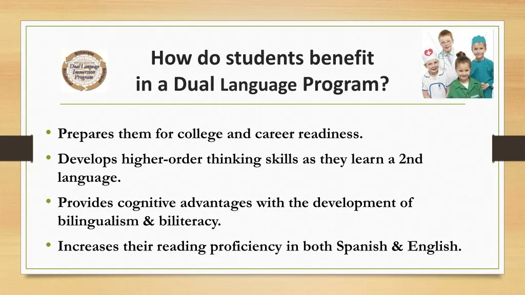 how do students benefit in a dual language program