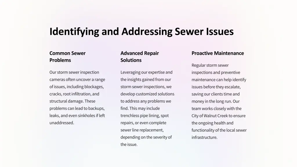 identifying and addressing sewer issues