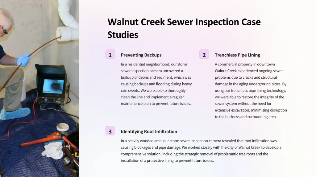 walnut creek sewer inspection case studies