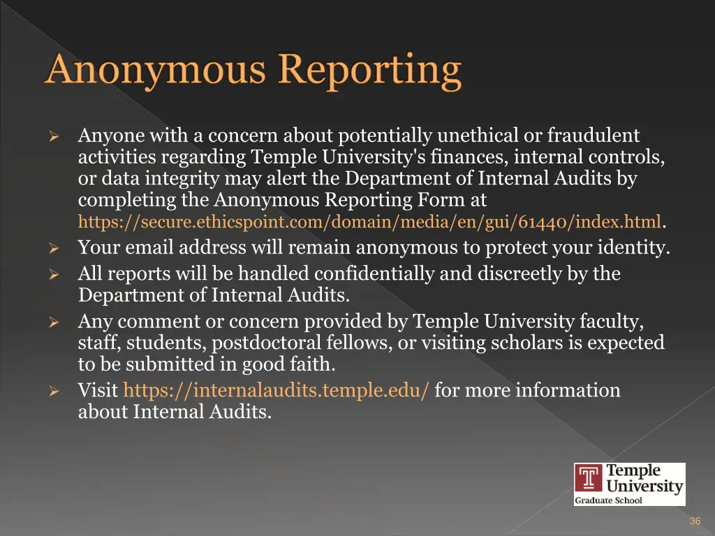 anonymous reporting