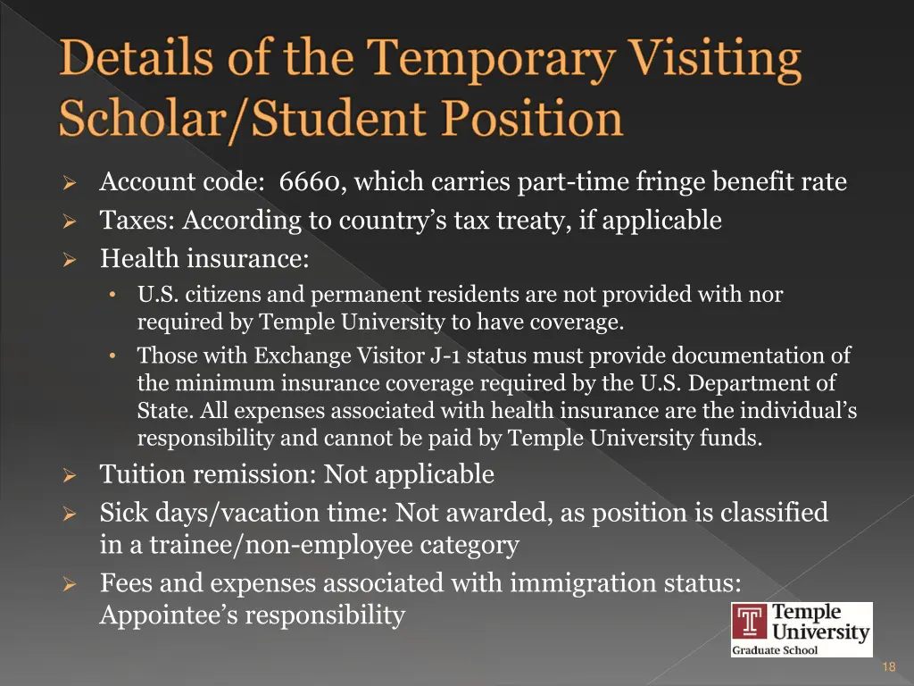 details of the temporary visiting scholar student