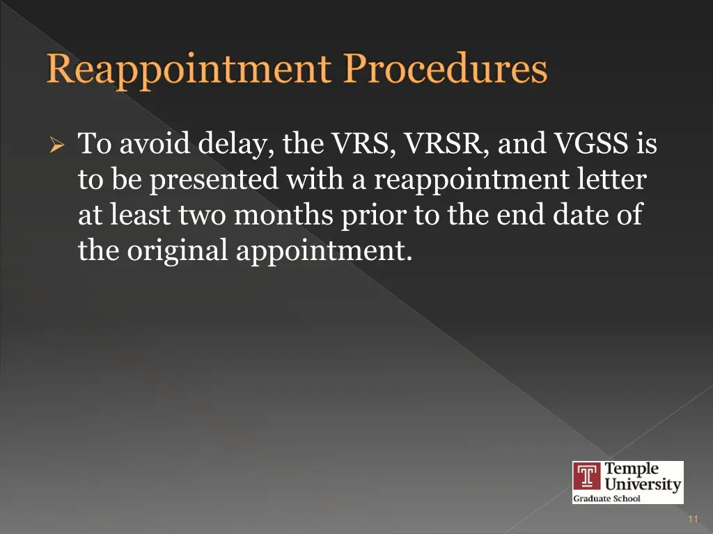 reappointment procedures