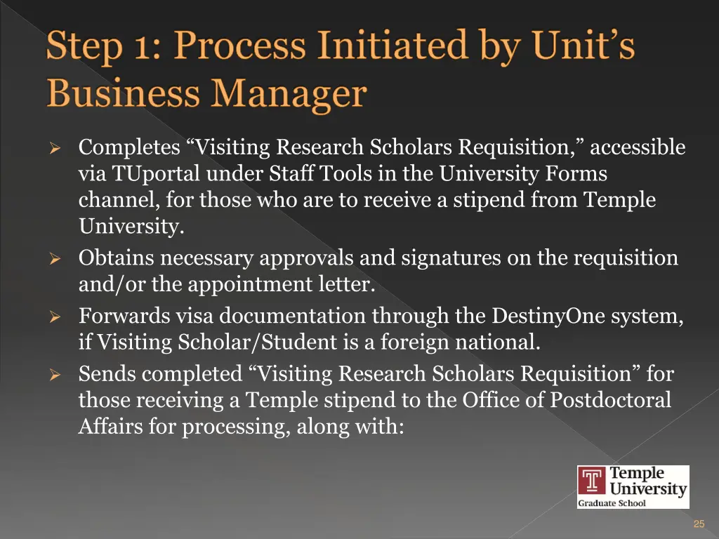 step 1 process initiated by unit s business