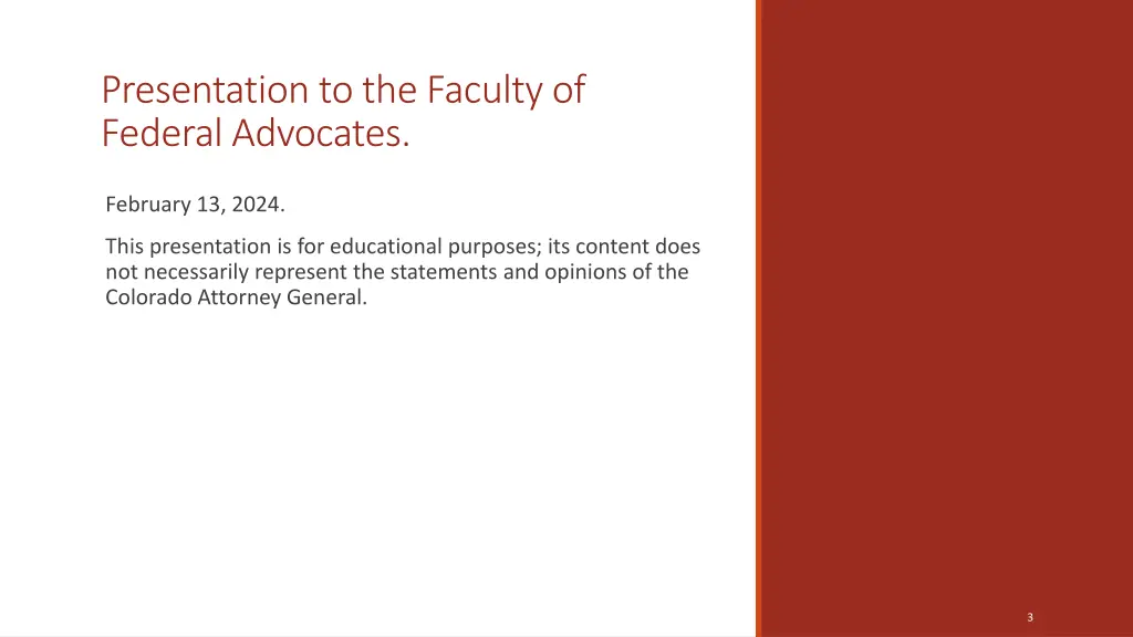 presentation to the faculty of federal advocates