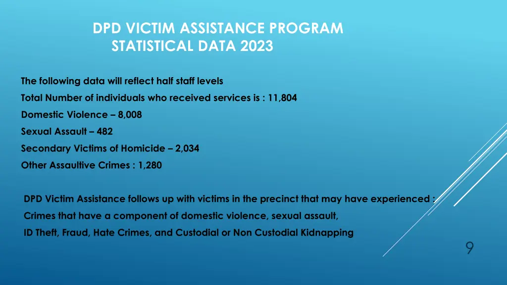 dpd victim assistance program statistical data