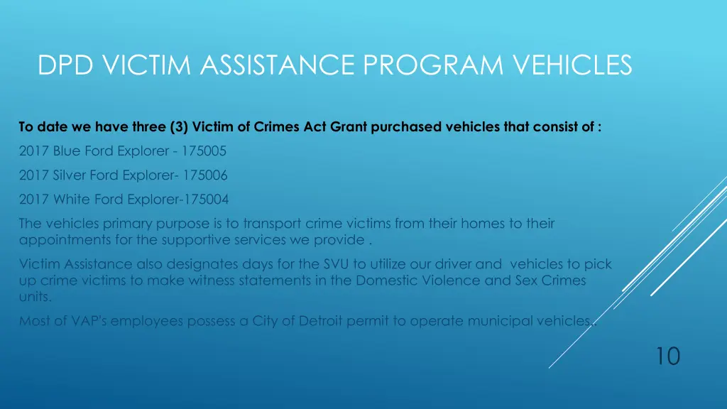 dpd victim assistance program vehicles