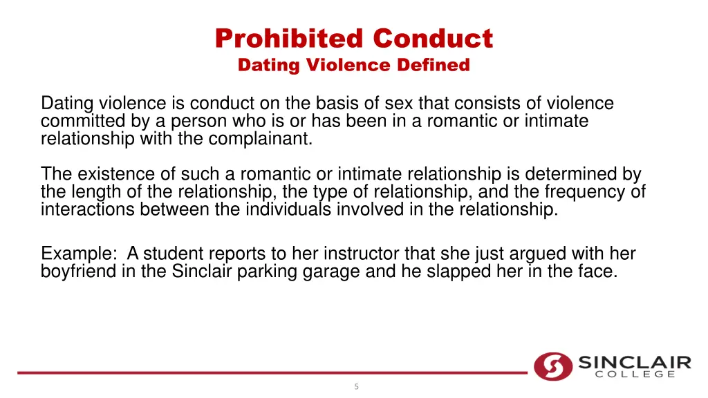 prohibited conduct dating violence defined