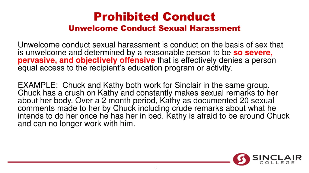 prohibited conduct unwelcome conduct sexual