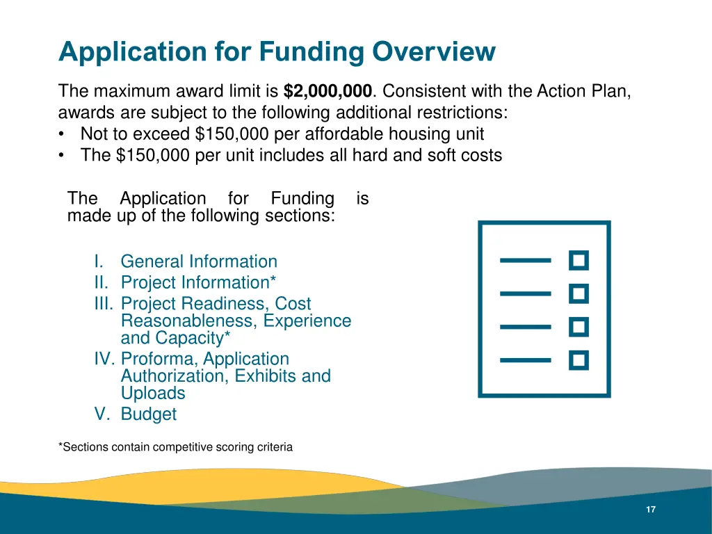 application for funding overview