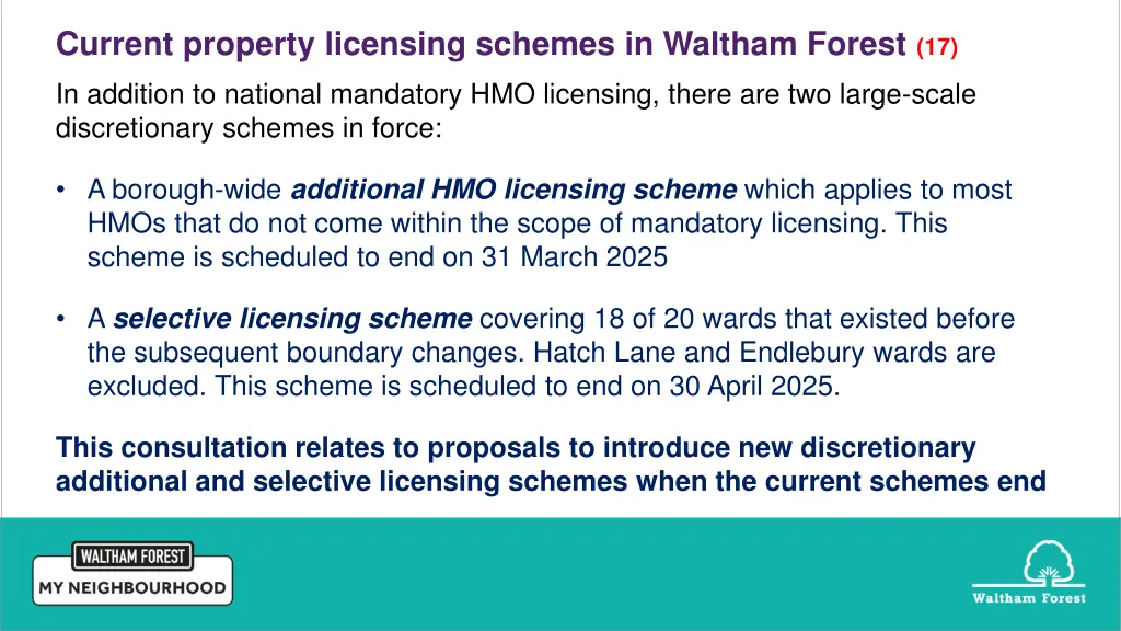 current property licensing schemes in waltham