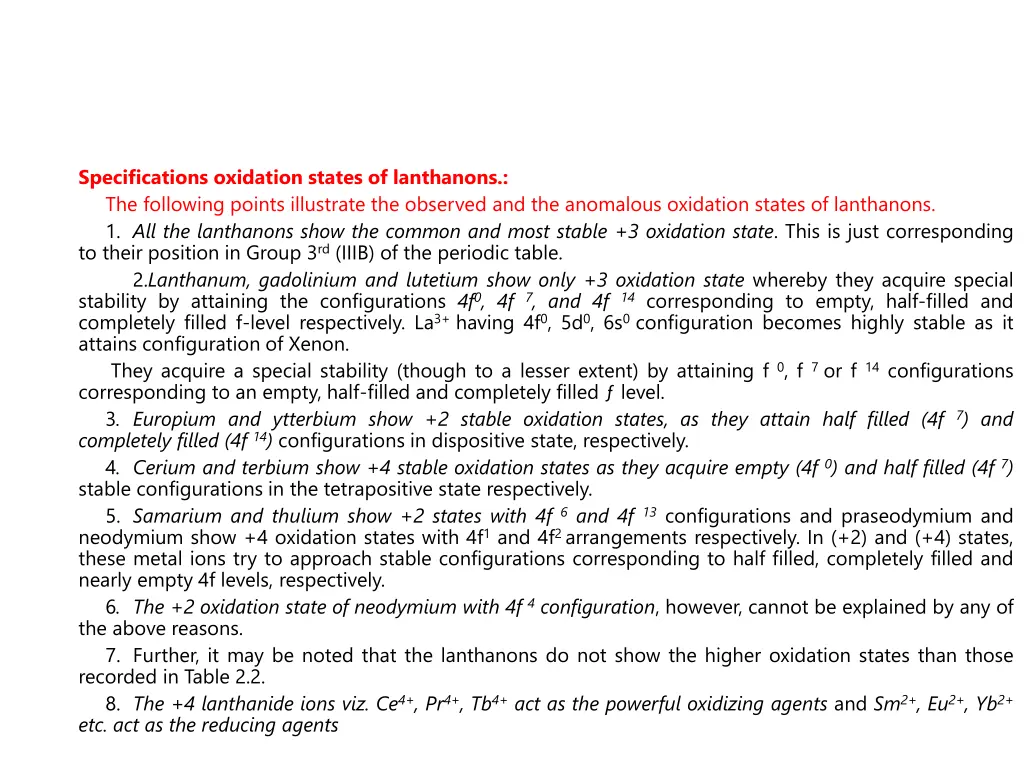 specifications oxidation states of lanthanons