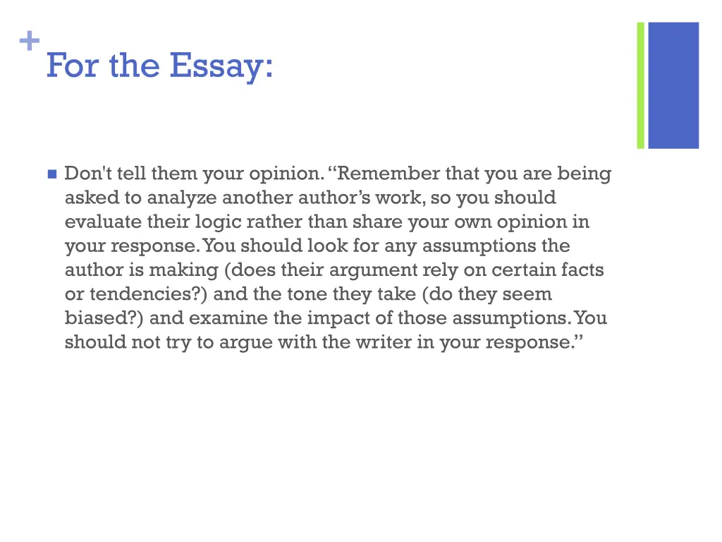 for the essay