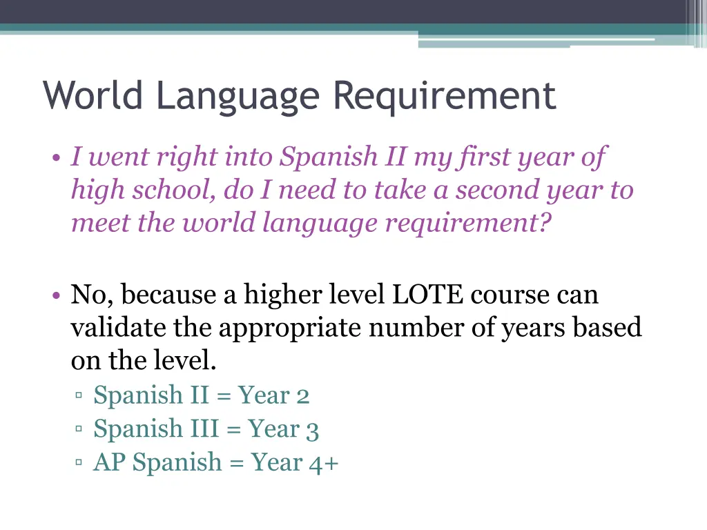 world language requirement