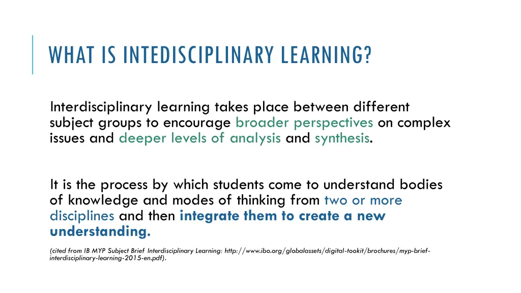 what is intedisciplinary learning