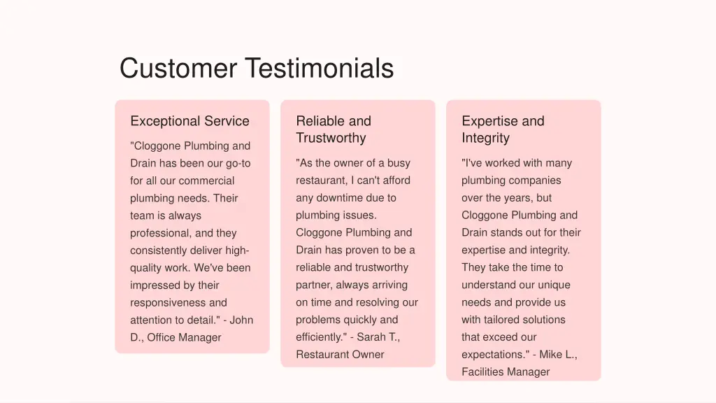 customer testimonials