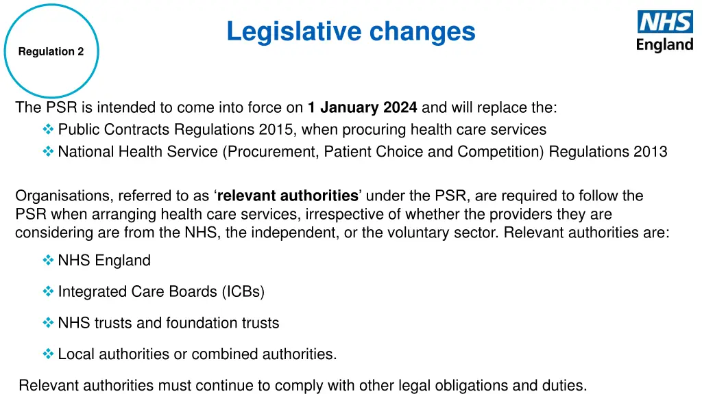 legislative changes