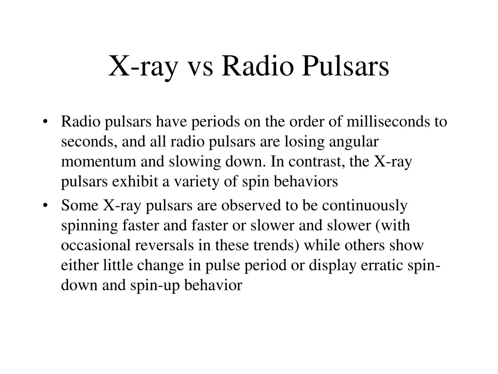 x ray vs radio pulsars