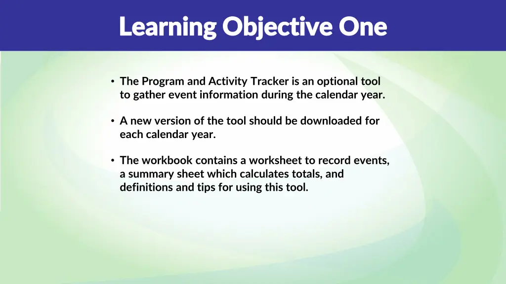 learning objective one learning objective one