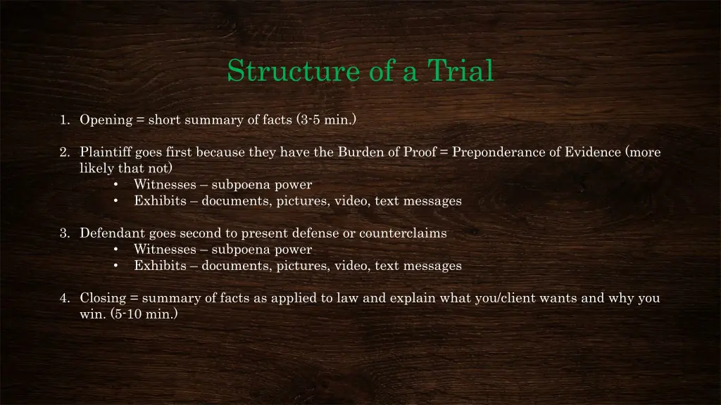 structure of a trial