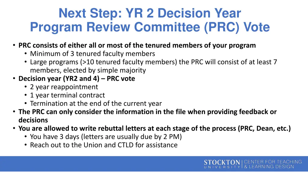 next step yr 2 decision year program review