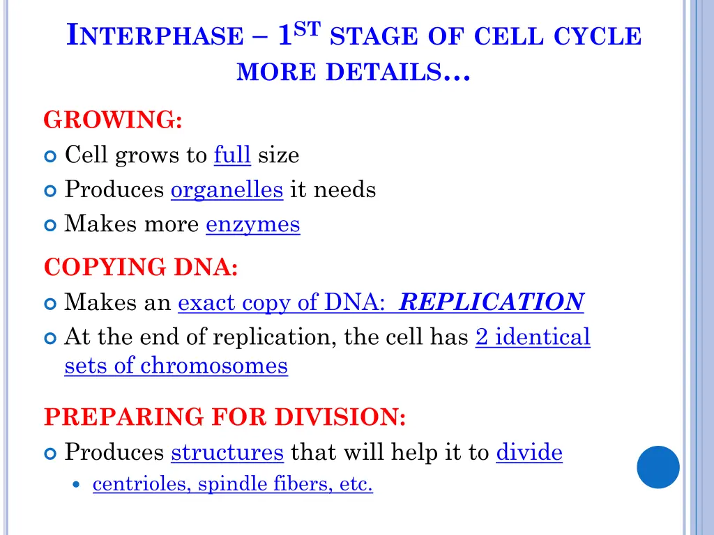 i nterphase 1 st stage of cell cycle more details