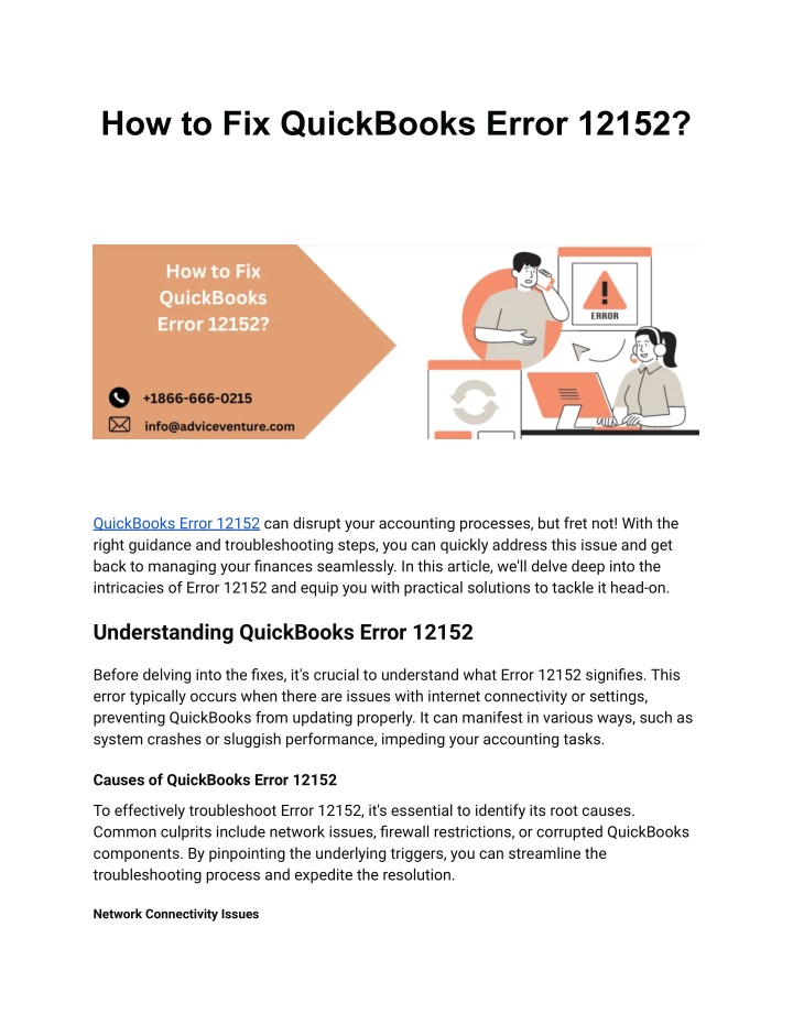 how to fix quickbooks error 12152