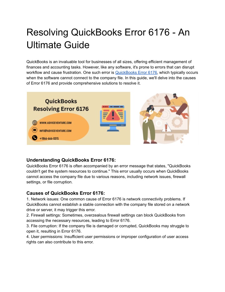 resolving quickbooks error 6176 an ultimate guide