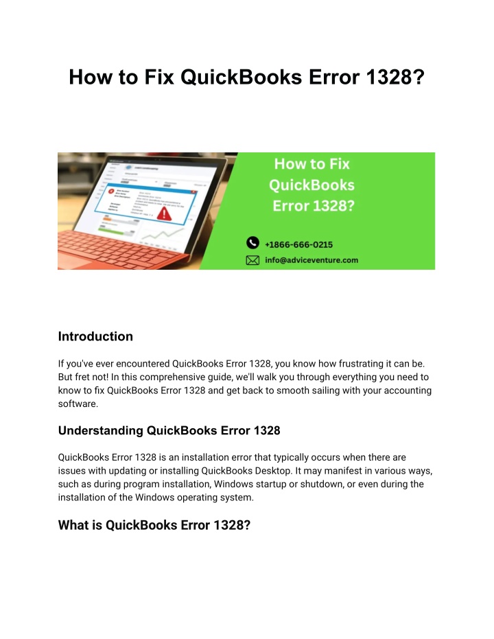 how to fix quickbooks error 1328
