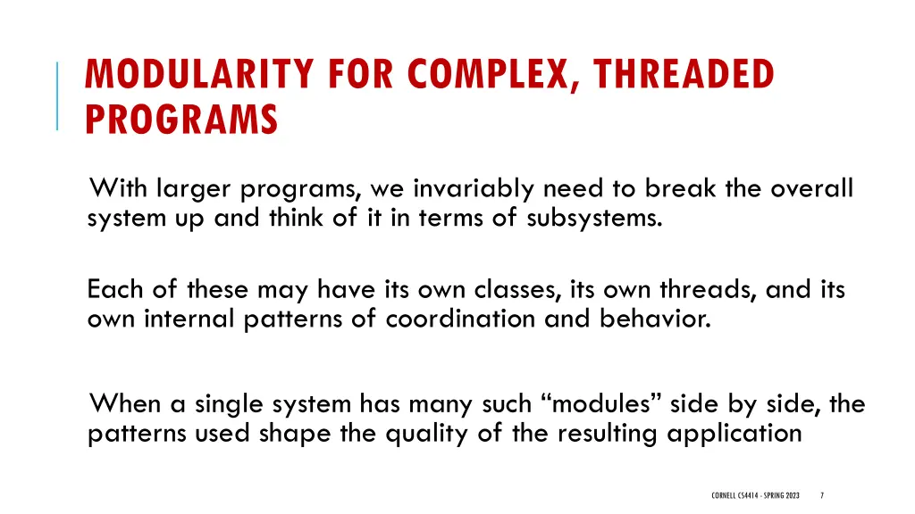 modularity for complex threaded programs