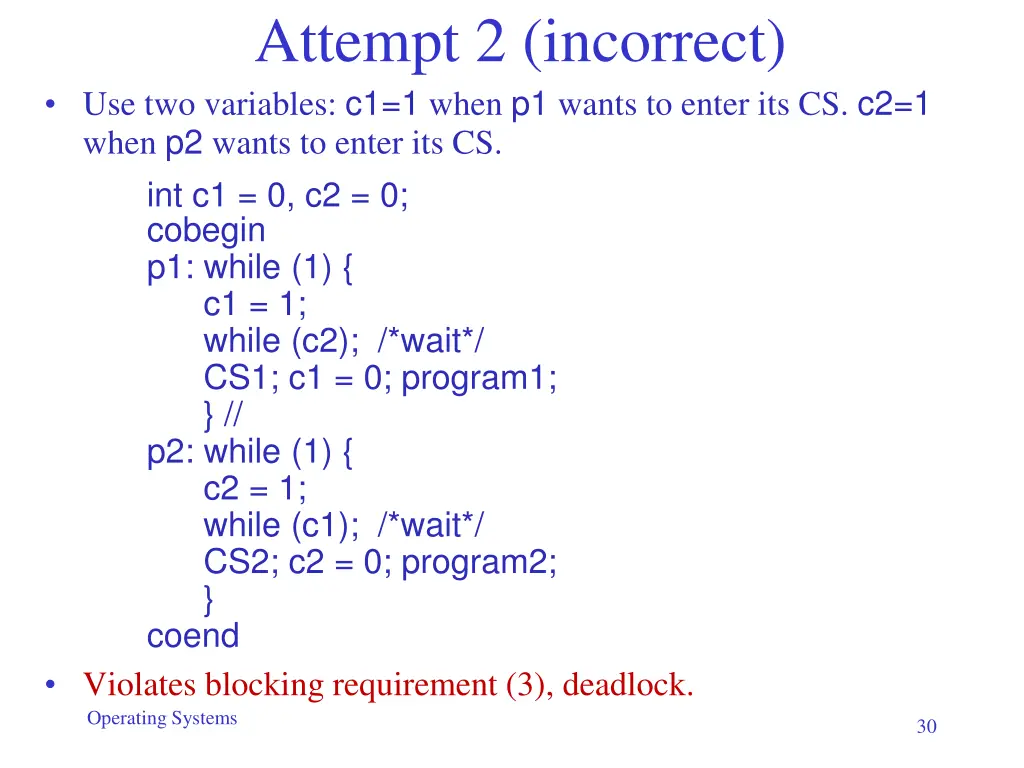 attempt 2 incorrect use two variables c1 1 when