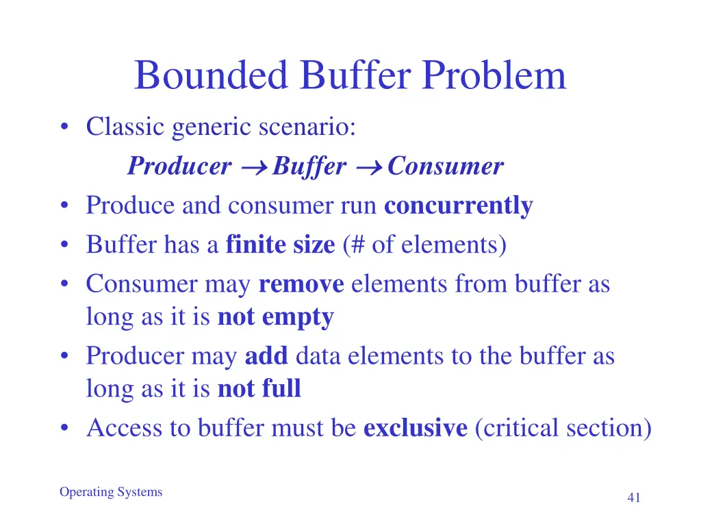 bounded buffer problem classic generic scenario