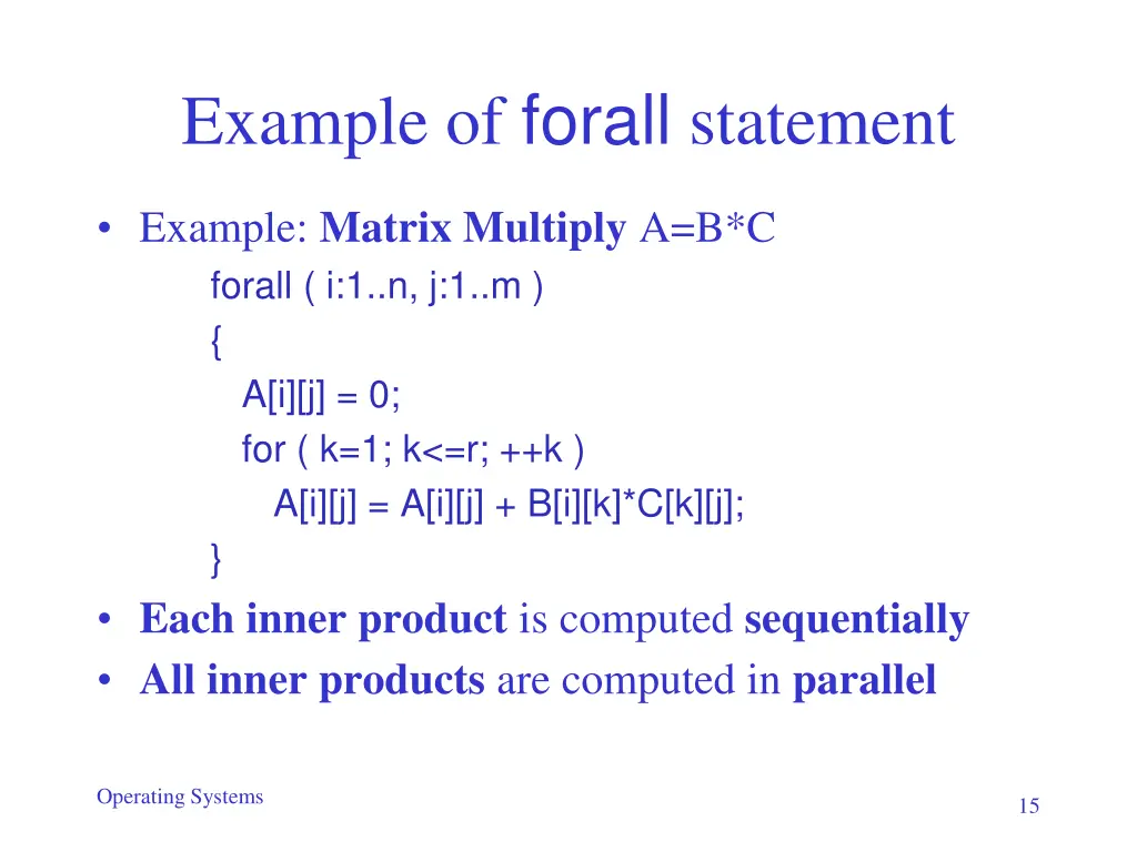 example of forall statement