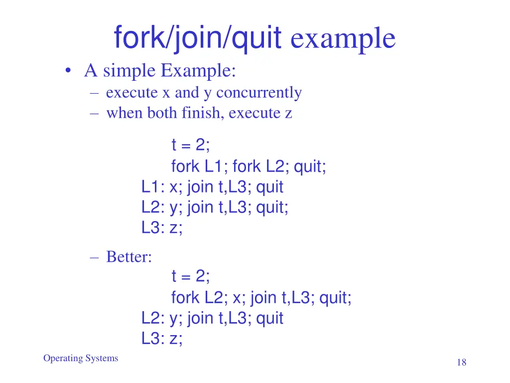 fork join quit example a simple example execute