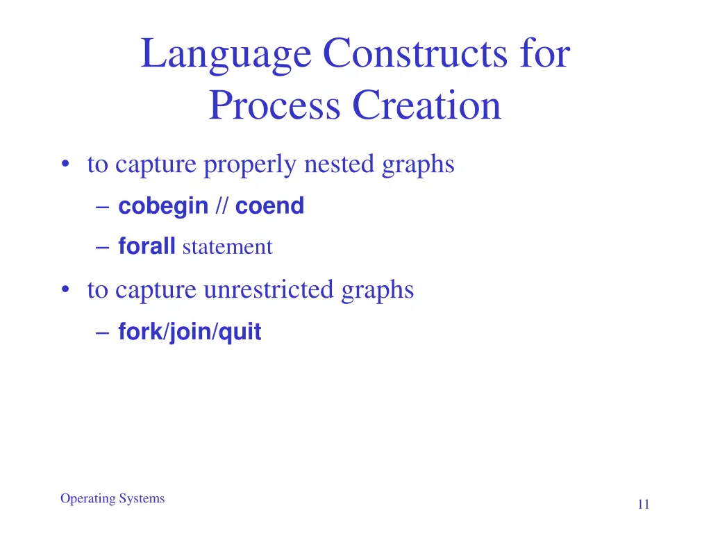 language constructs for process creation