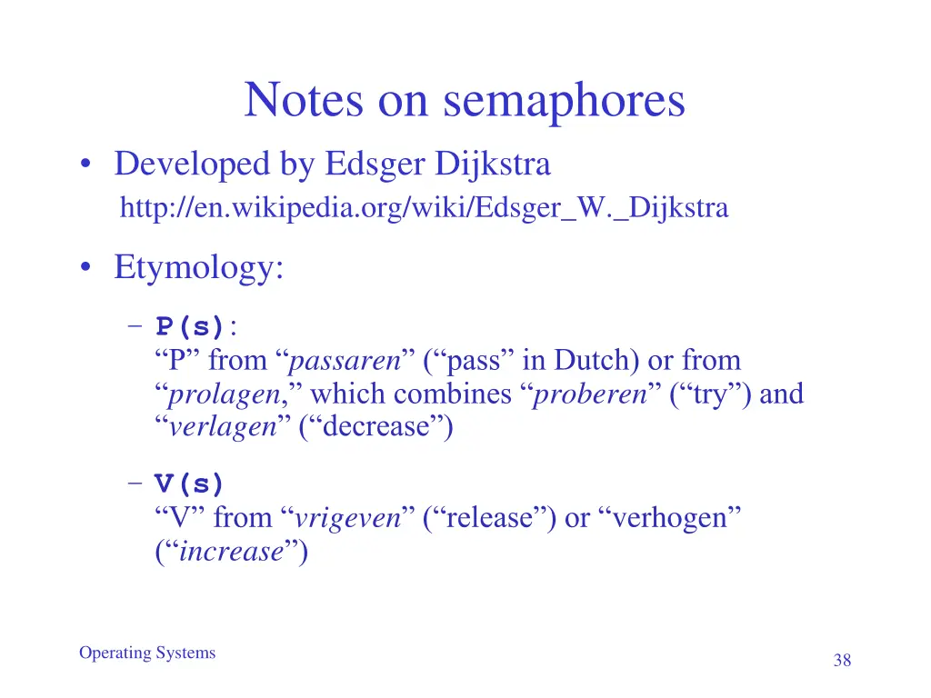 notes on semaphores developed by edsger dijkstra