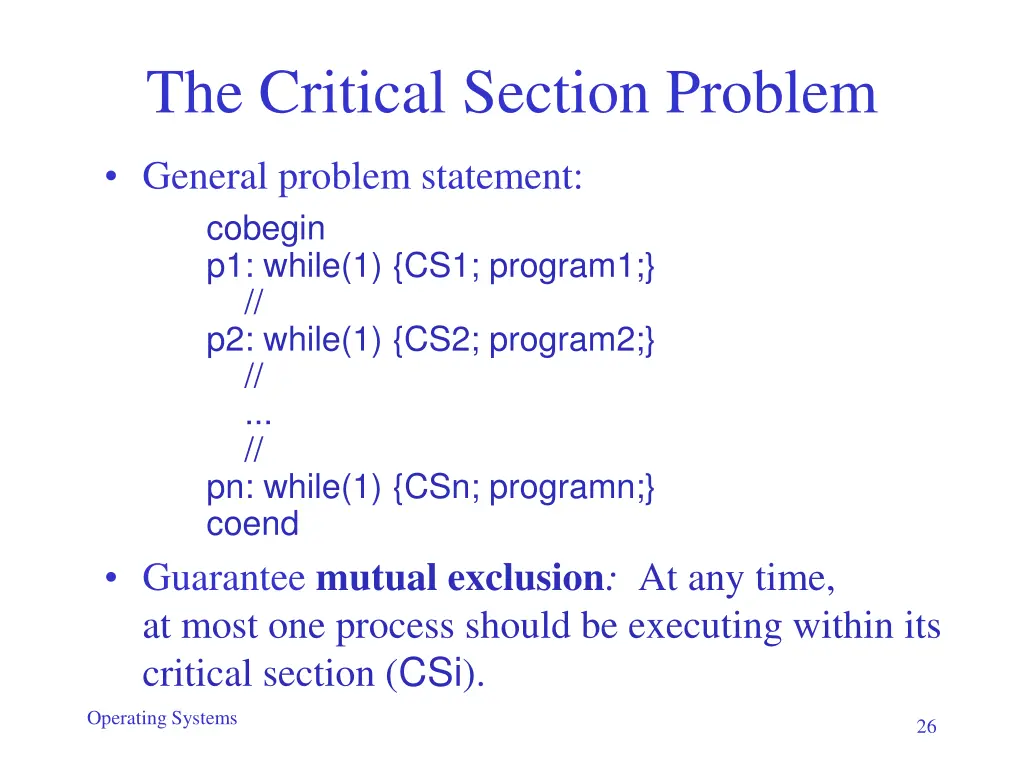 the critical section problem 1