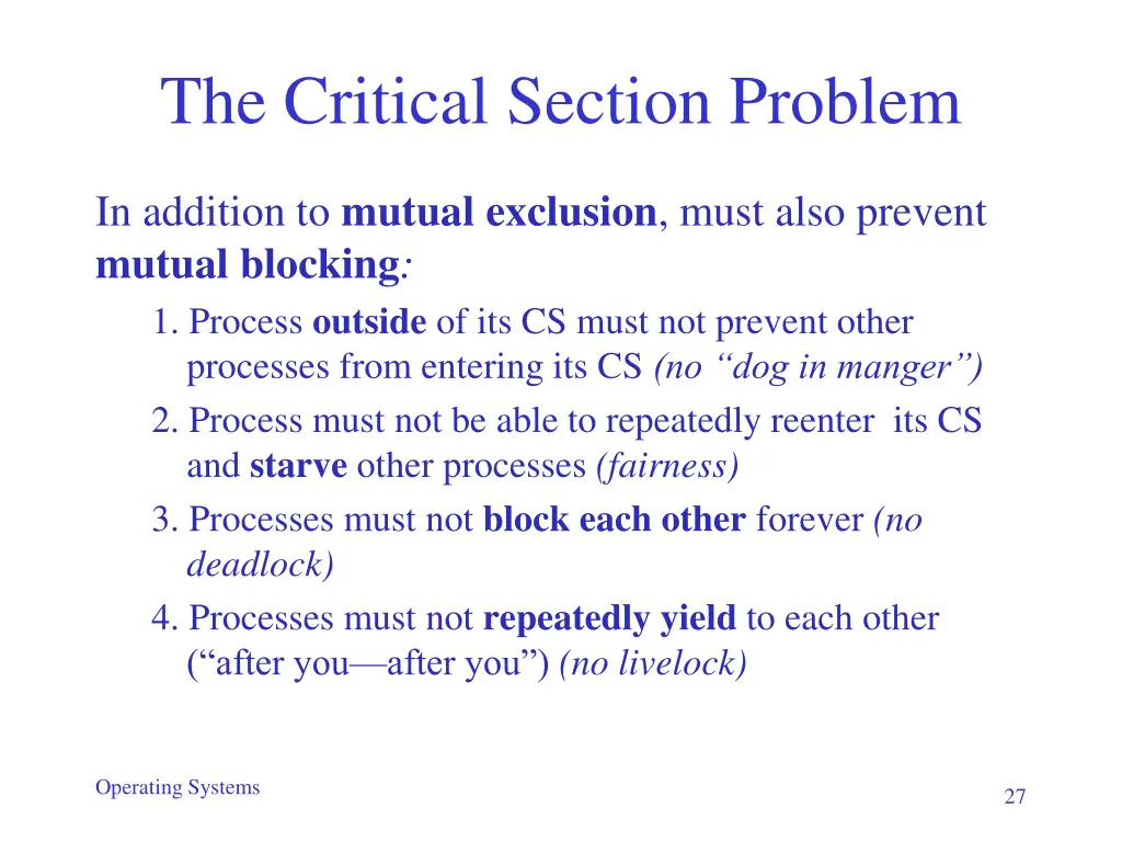 the critical section problem 2