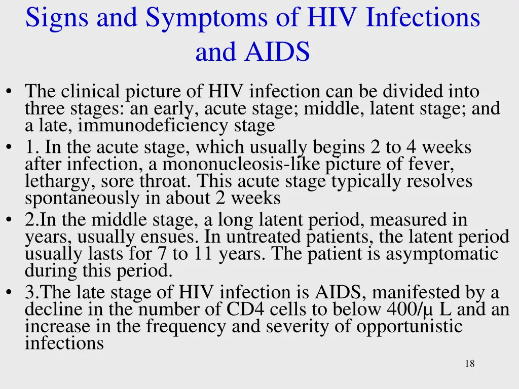 signs and symptoms of hiv infections and aids